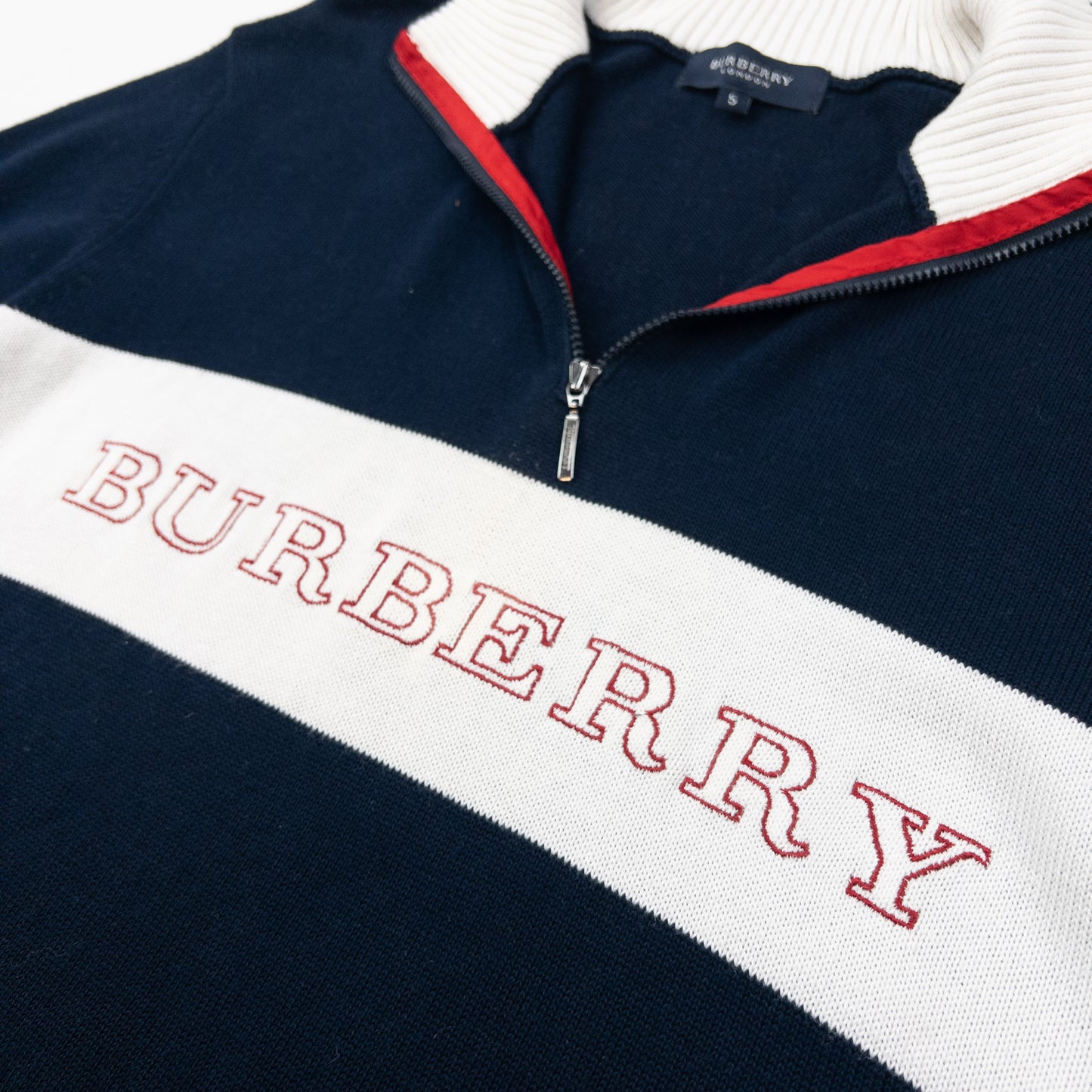 Vintage 2000s Burberry Embroidered Q Zip Jumper Size S
