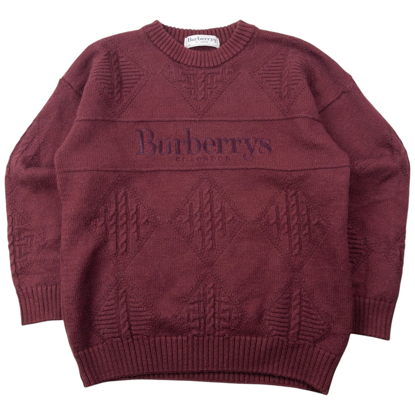 Vintage 90s Burberry Embroidered Knit Jumper Size XS