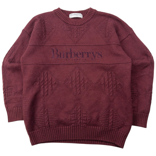 Vintage 90s Burberry Embroidered Knit Jumper Size XS