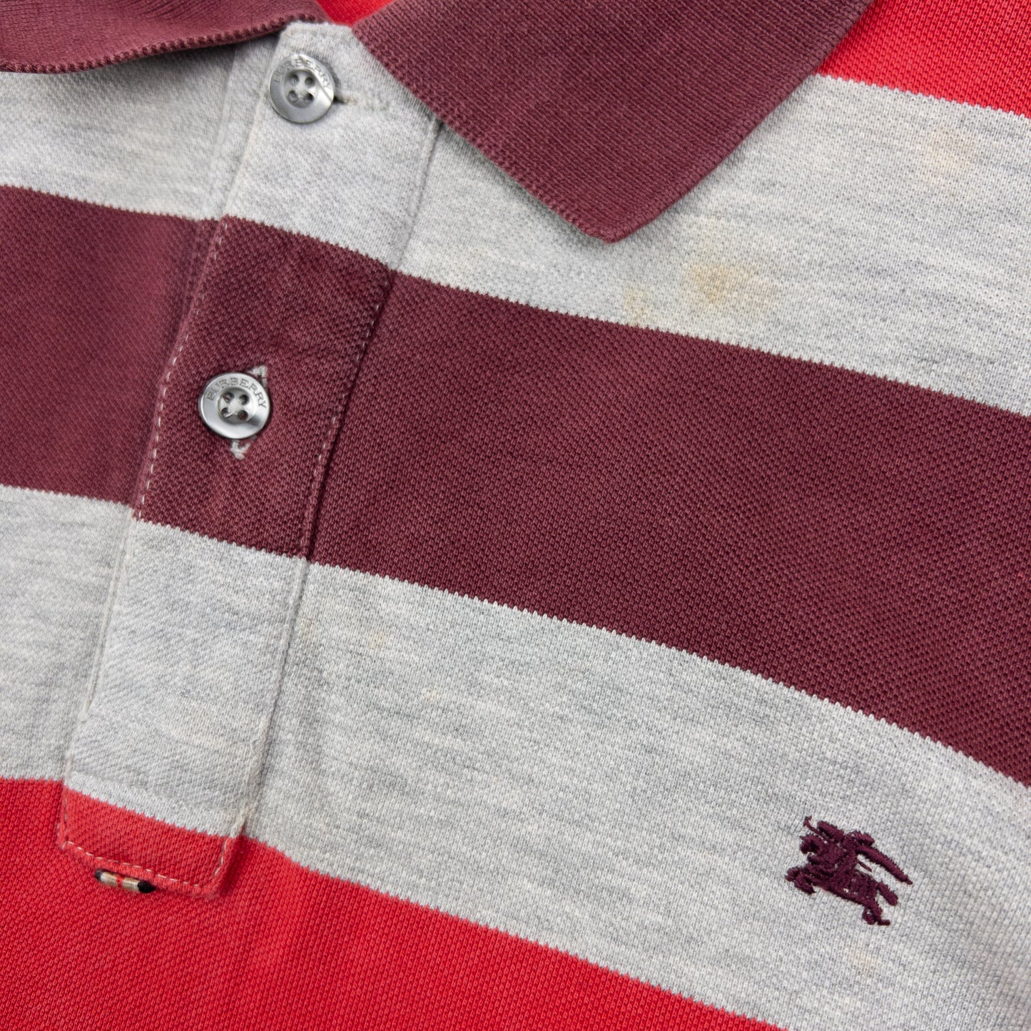 Vintage 2000s Burberry Striped Long Sleeve Polo Shirt Size L