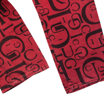 Vintage 90s Gucci Monogram Denim Jeans in red, photo 6