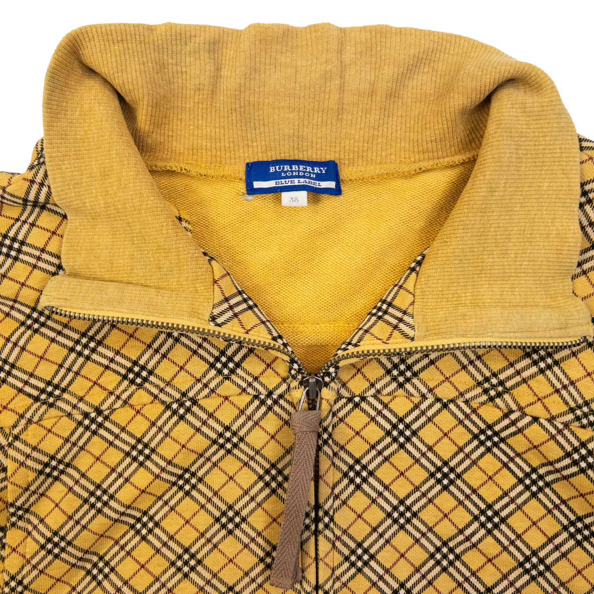 Vintage 2000s Burberry Blue Label Nova Check Zip Up Sweatshirt in yellow (cotton blend), photo 3