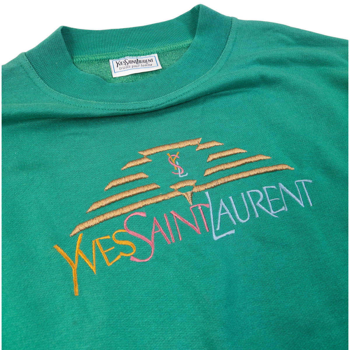 Vintage 80s YSL Yves Saint Laurent Embroidered Sweatshirt Size XS
