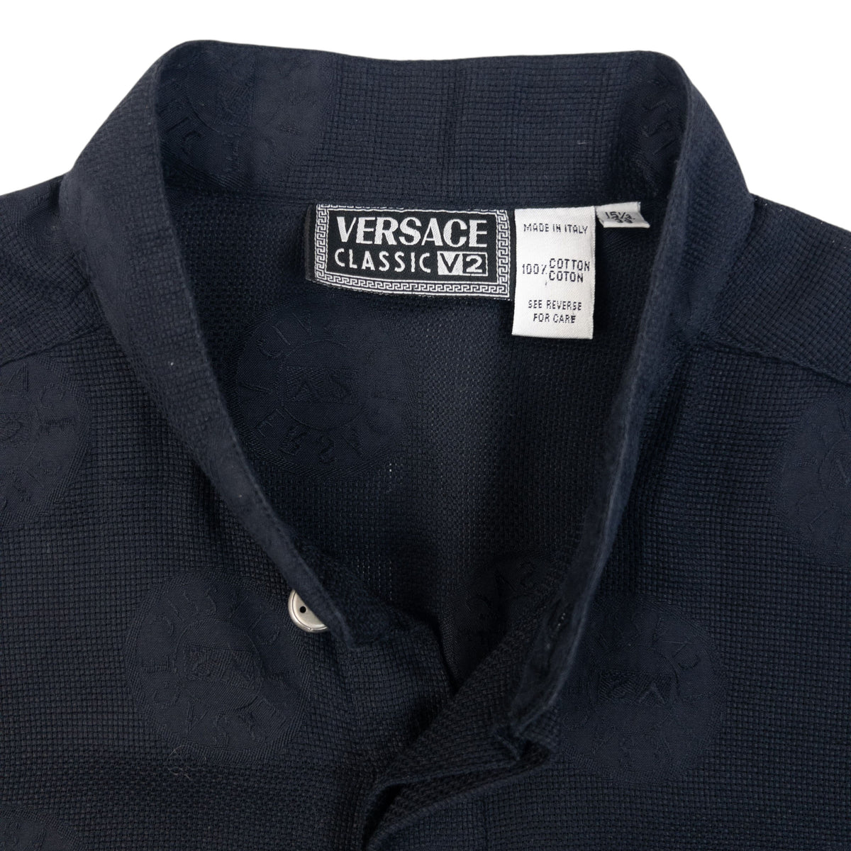 Vintage 2000s Versace Classic V2 Monogram Long Sleeve Button Up Shirt in black (cotton), photo 3