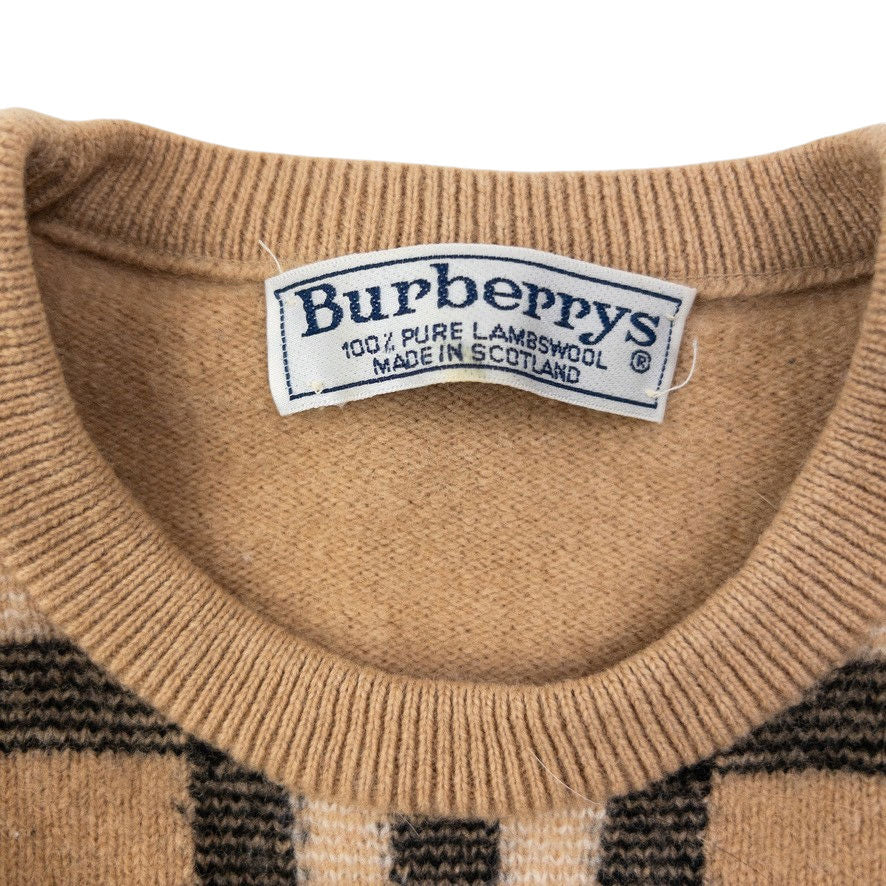 Vintage 90s Burberry Nova Check Wool Jumper Womens Size M