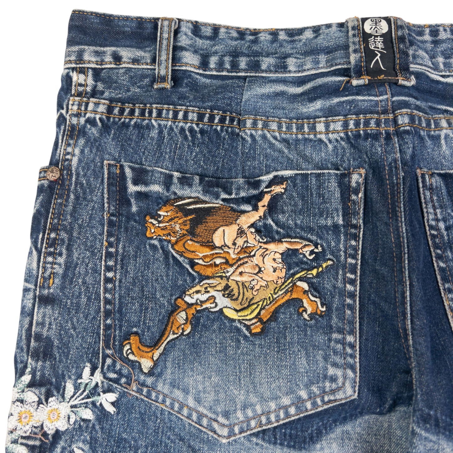 Vintage Big Train Embroidered Fantasy Japanese Denim Jeans Size W35