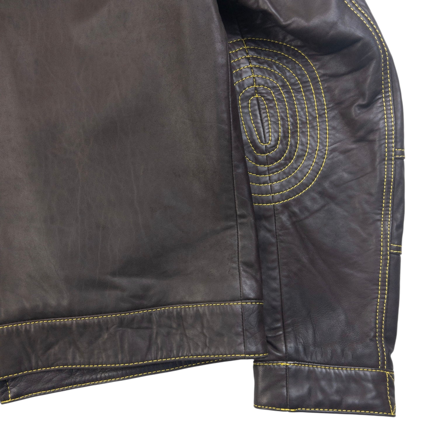Vintage 90s Hugo Boss Contrast Stitching  Leather Jacket Size L