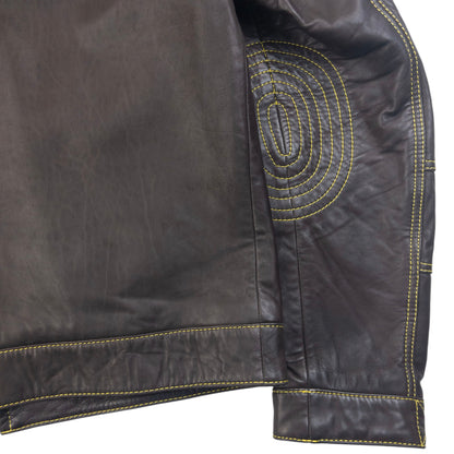 Vintage 90s Hugo Boss Contrast Stitching  Leather Jacket Size L