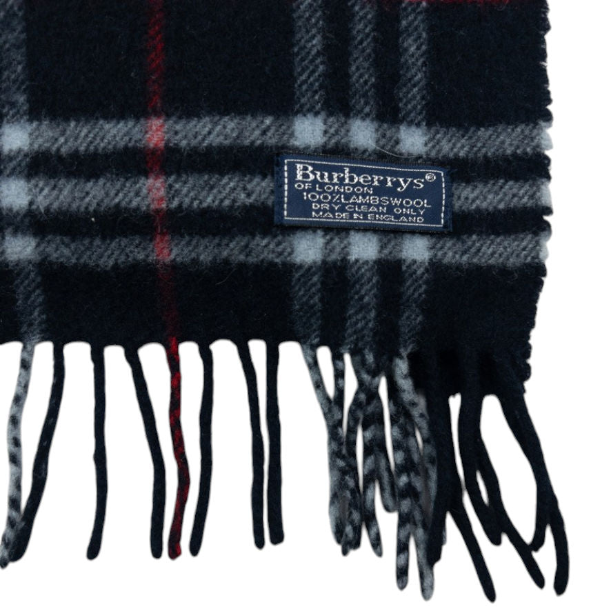 Vintage Burberry Nova Check Lambswool Tassel Scarf