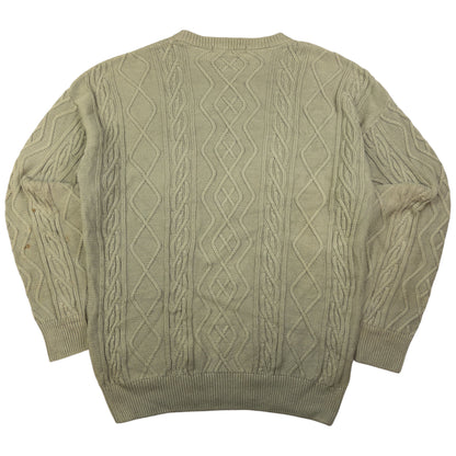 Vintage Burberry Embroidered Flag Cable Knit Jumper Size XL