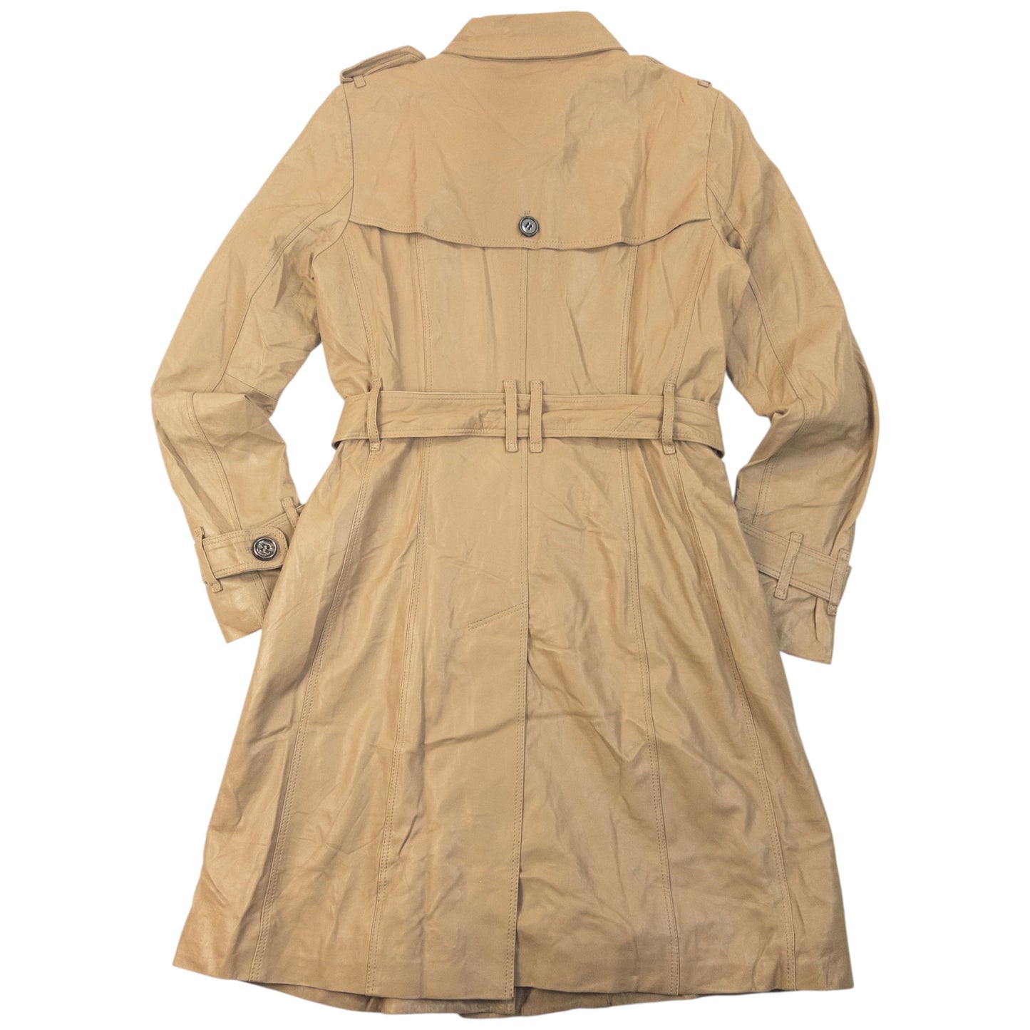 Vintage 2000s Burberry Nova Check Lined Leather Trench Jacket Womens Size M