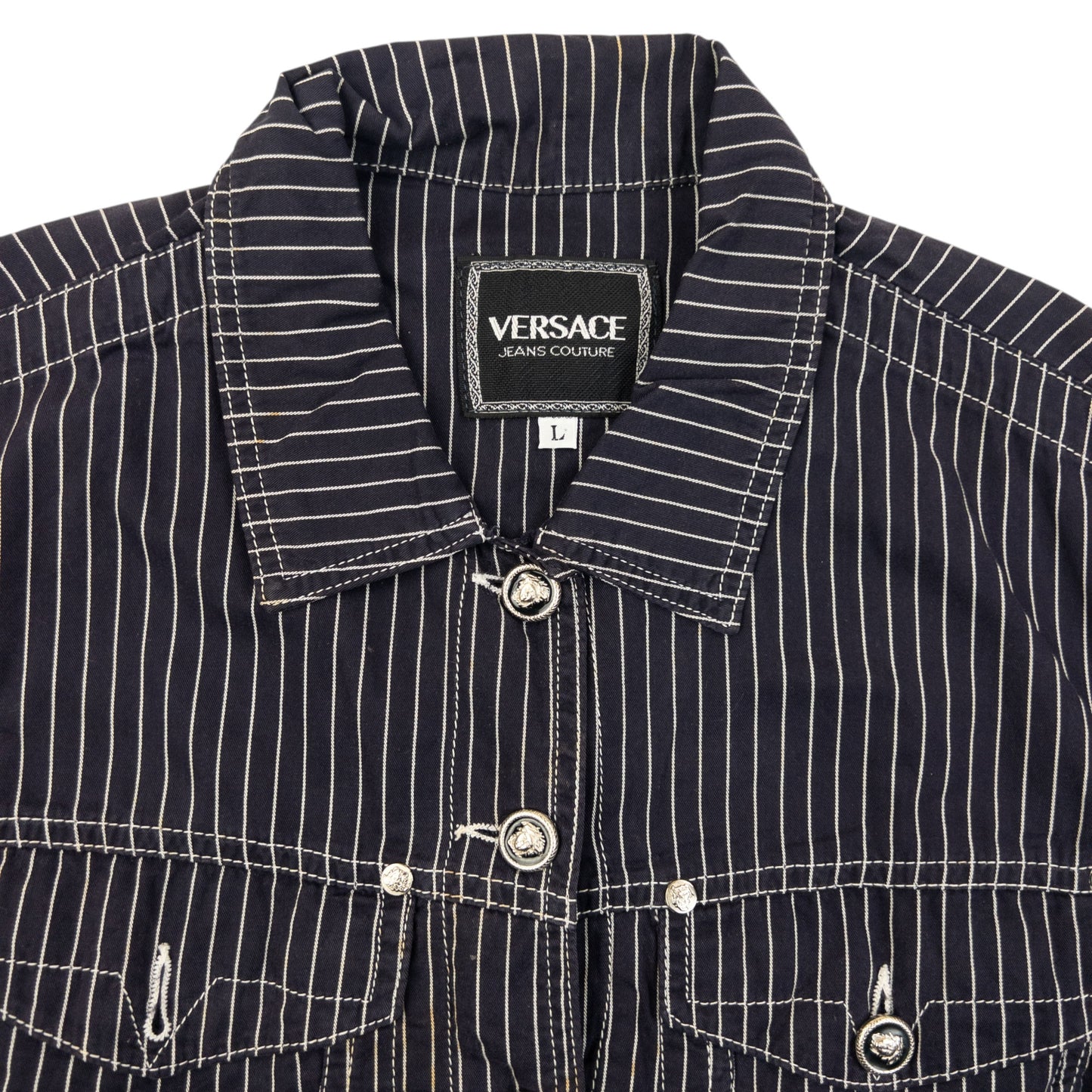 Vintage 2000s Versace Jeans Couture Striped Jacket Womens Size L