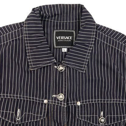 Vintage 2000s Versace Jeans Couture Striped Jacket Womens Size L