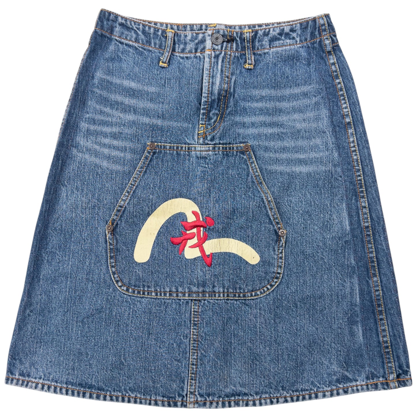 Vintage Evisu Triple Gull Japanese Denim Skirt Womens Size S