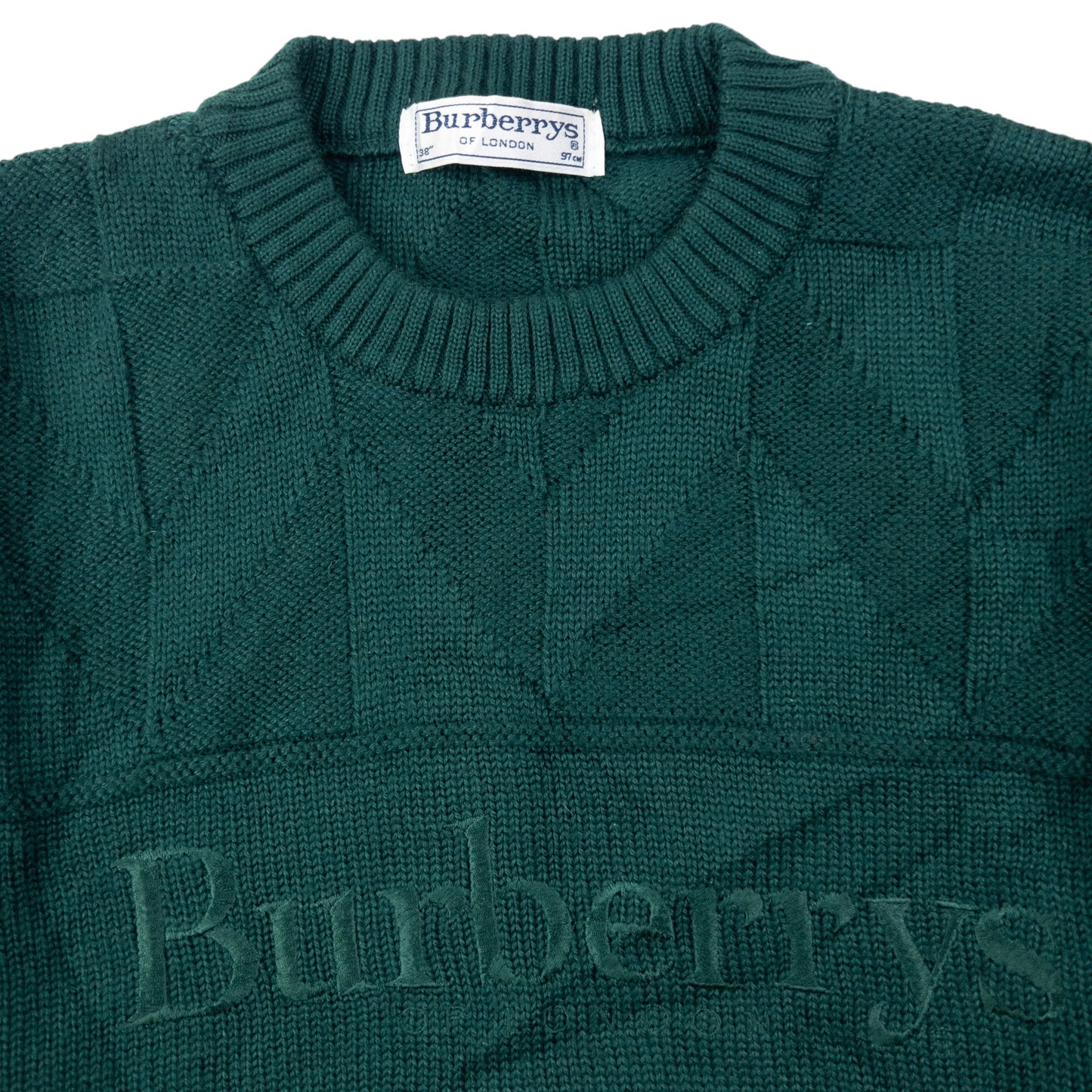 Vintage 90s Burberry Embroidered Wool Knit Jumper Size S