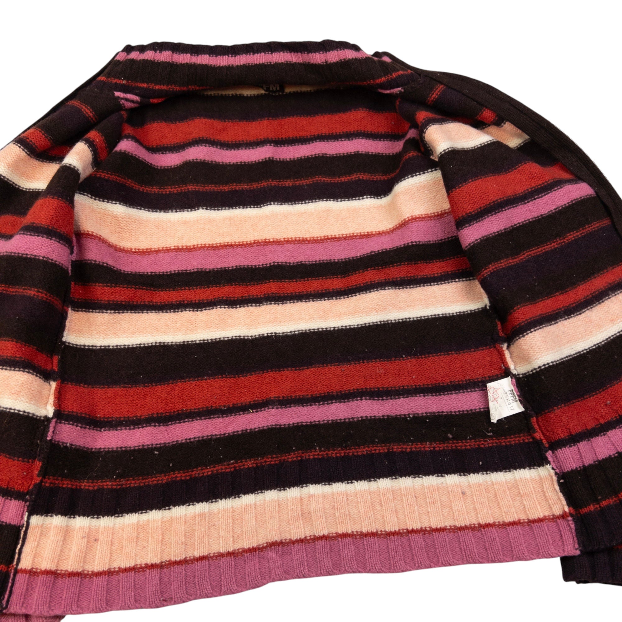 Vintage PPFM Striped Zip Up Knit Jumper Womens Size S