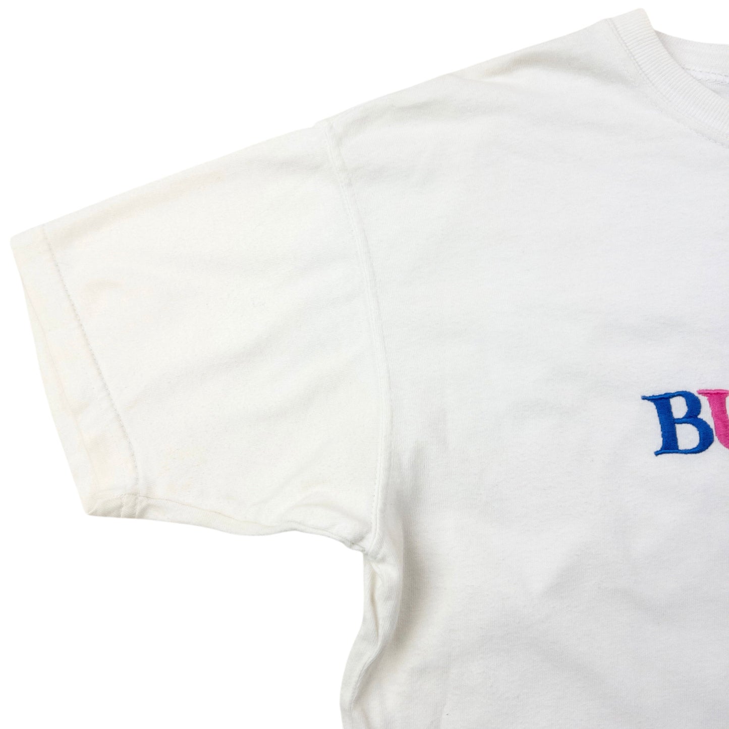 Vintage 90s Burberry Rainbow Embroidered T Shirt Womens Size M