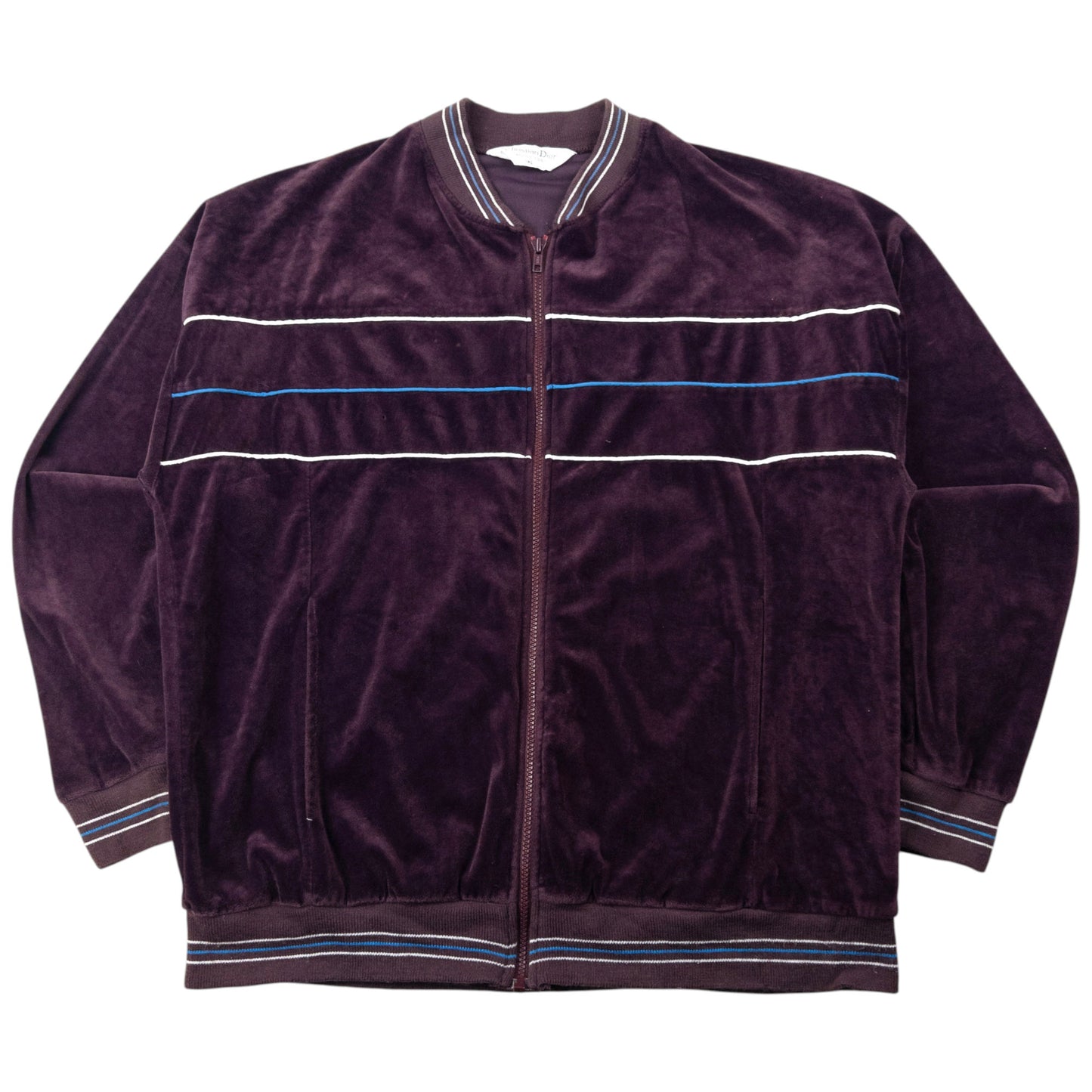 Vintage 80s Dior Monsieur Zip Up Velour Bomber Jacket Size L