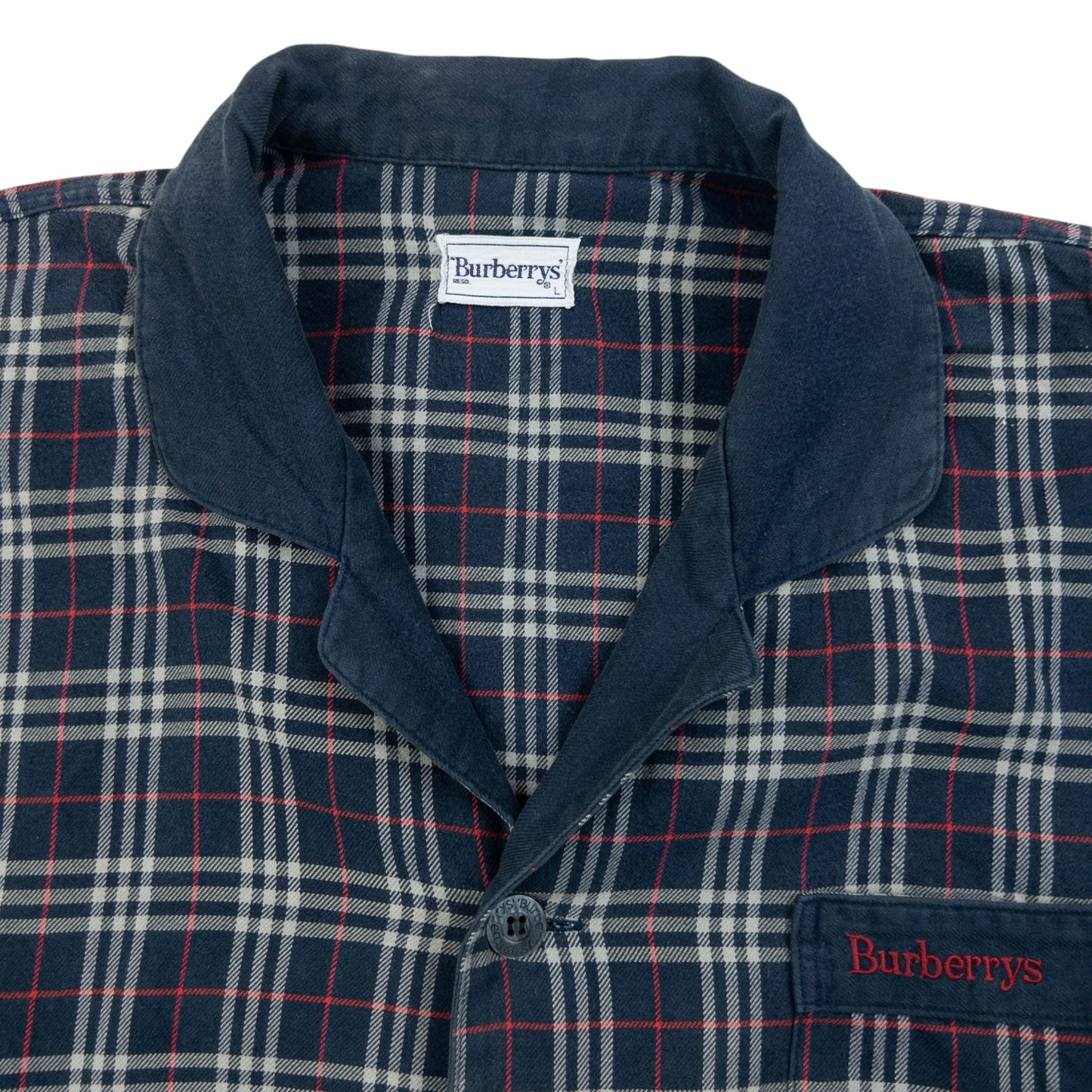 Vintage 90s Burberry Nova Check Long Sleeve Button Up Pyjama Shirt SizeM