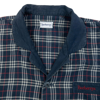 Vintage 90s Burberry Nova Check Long Sleeve Button Up Pyjama Shirt SizeM