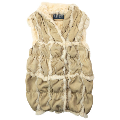Vintage 2000s Armani Jeans Fur Lined Suede Gilet Womens Size L