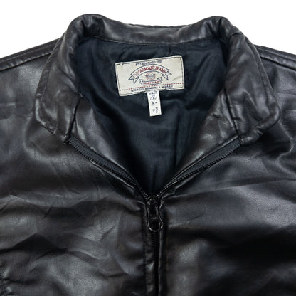 Vintage Armani Jeans Leather Biker Jacket Womens Size S