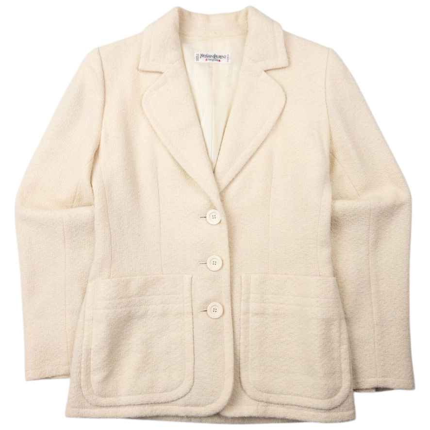 Vintage YSL Yves Saint Laurent Wool Tweed Jacket Womens Size L