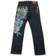 Vintage 2000s Sugoi Embroidered Mask & Koi Fish Japanese Denim Jeans Size W31