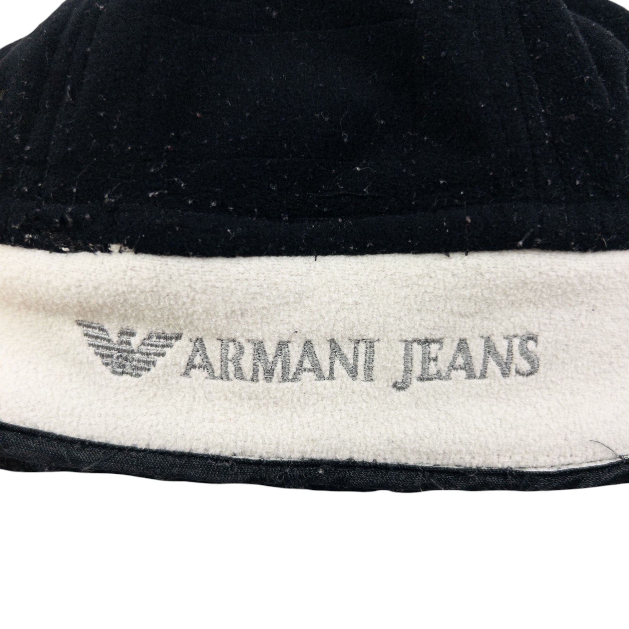 Vintage Armani Jeans Embroidered Fleece Beanie Hat
