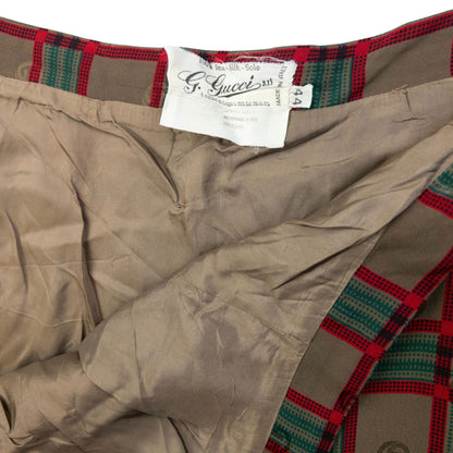 Vintage 80s Gucci Checkered Monogram Silk Skirt Womens Size W24