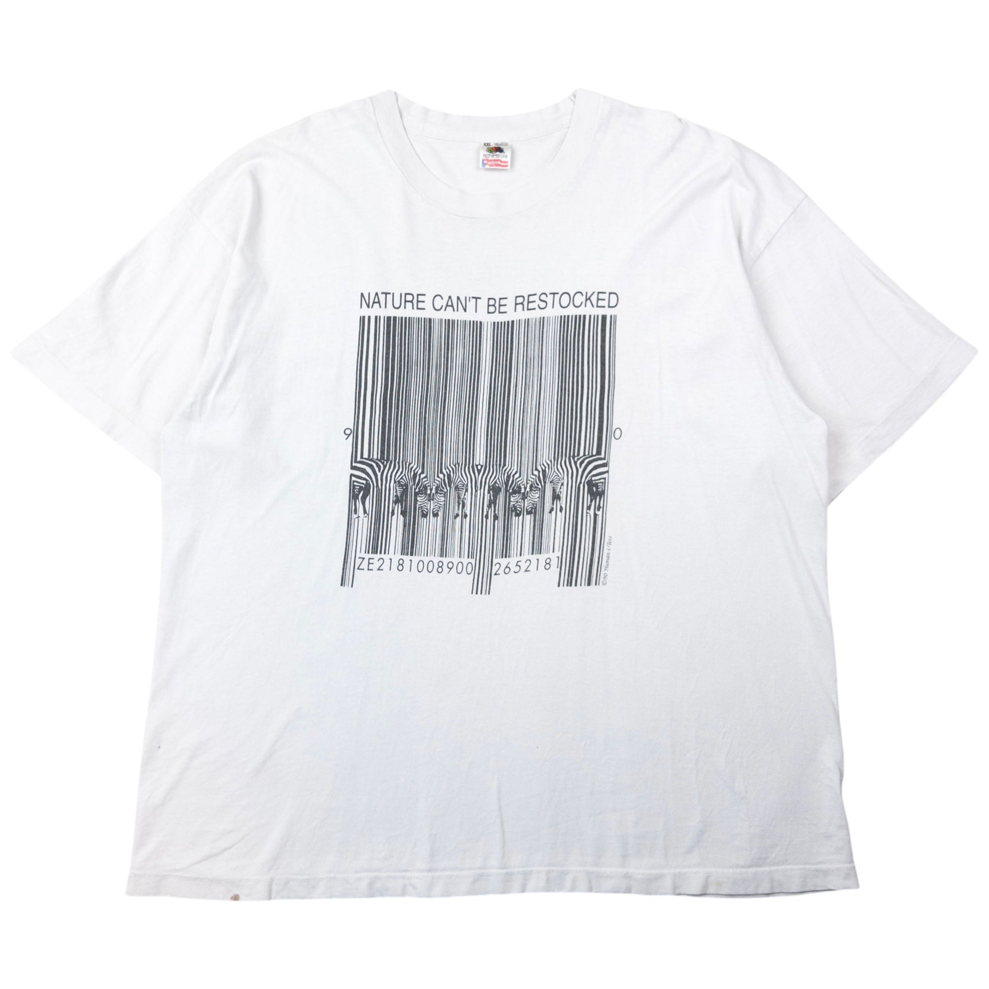 Vintage Nature Can't Be Restocked Zebra Barcode Graphic T Shirt Size XXL
