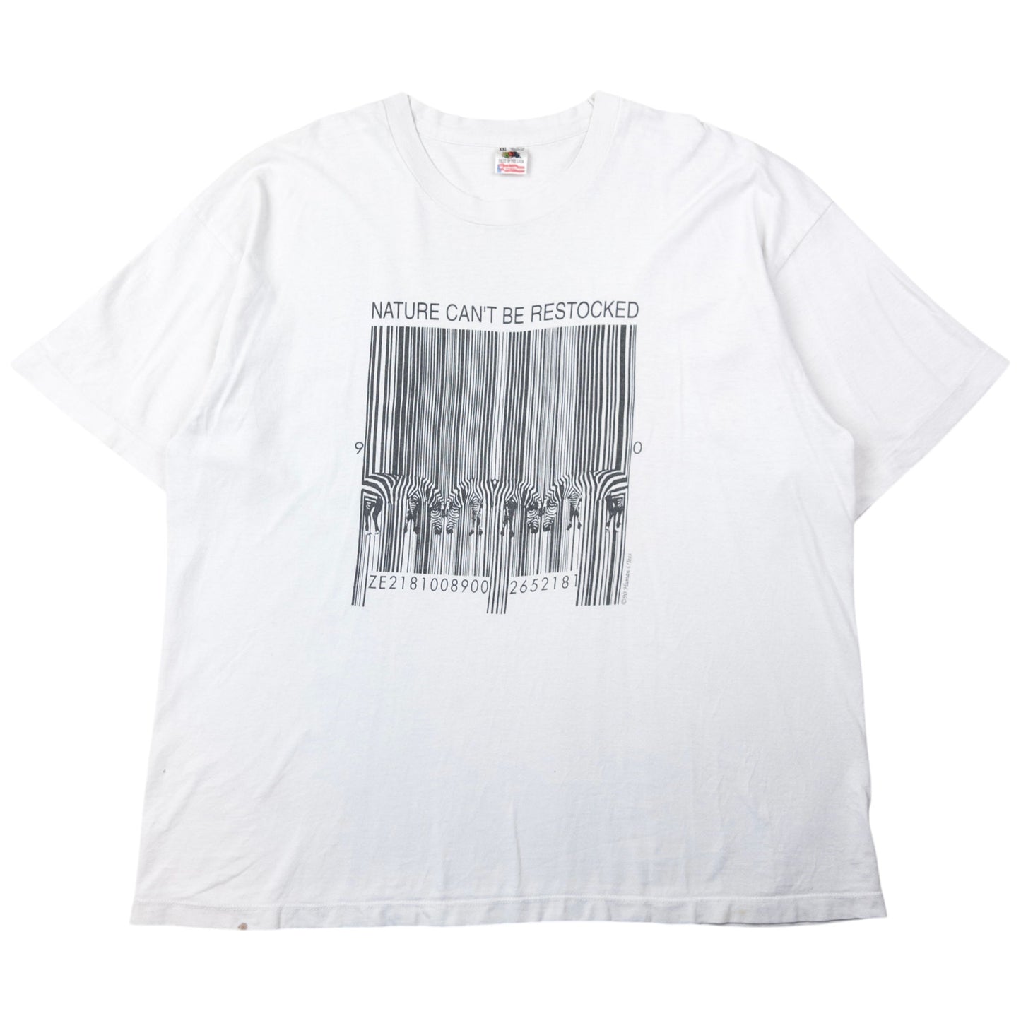 Vintage Nature Can't Be Restocked Zebra Barcode Graphic T Shirt Size XXL