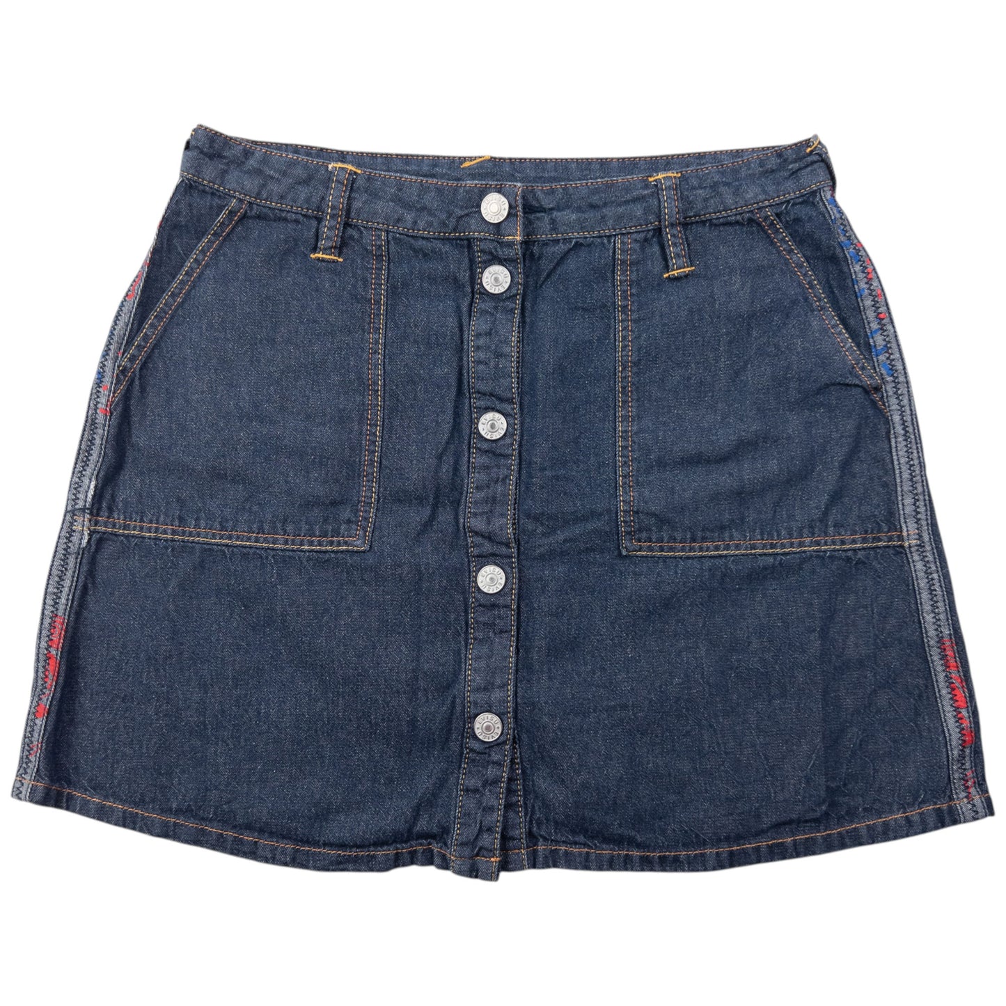 Vintage 2000s Evisu Double Gull Reversible Japanese Denim Mini Skirt Womens Size W29