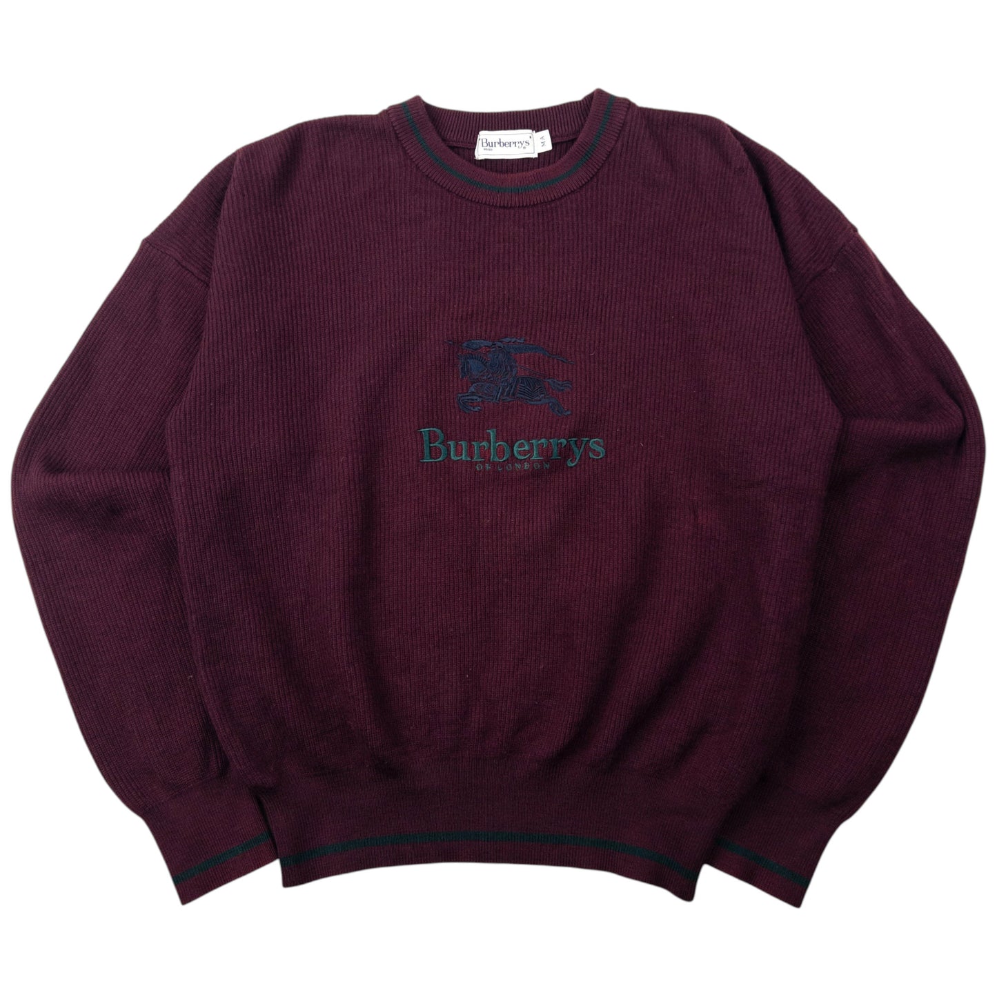 Vintage 90s Burberry Embroidered Wool Knit Jumper Size XS