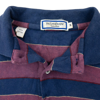 Vintage 80s YSL Yves Saint Laurent Striped Long Sleeve Polo Shirt Size XS