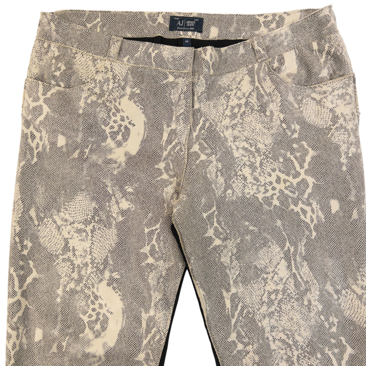 Vintage 2000s Armani Jeans Snakeskin Pattern Jacket & Trousers Set Womens Size L