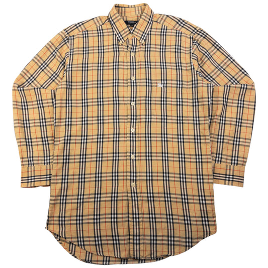 Vintage Burberry Nova Check Long Sleeve Button Up Shirt Size M