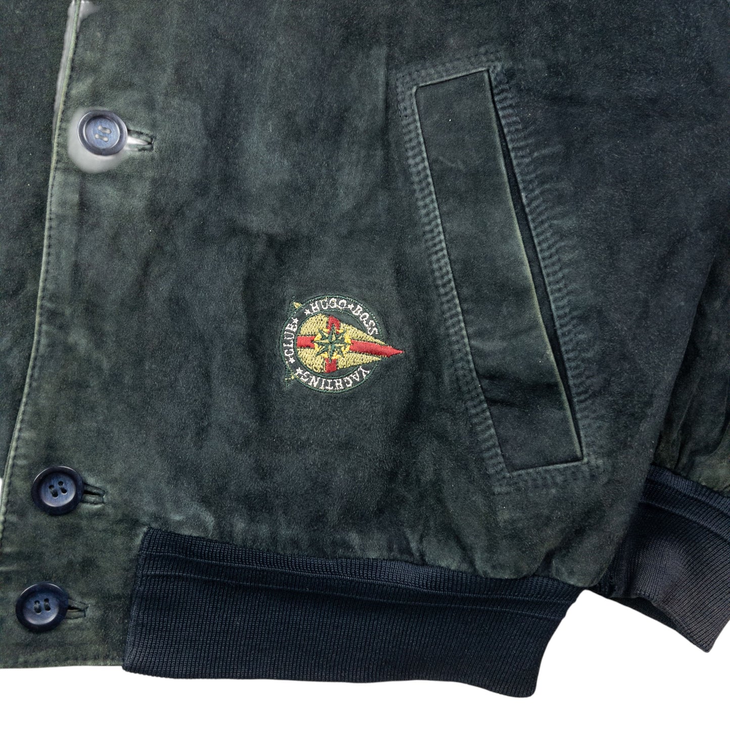 Vintage 90s Hugo Boss Button Up Suede Bomber Jacket Size XL