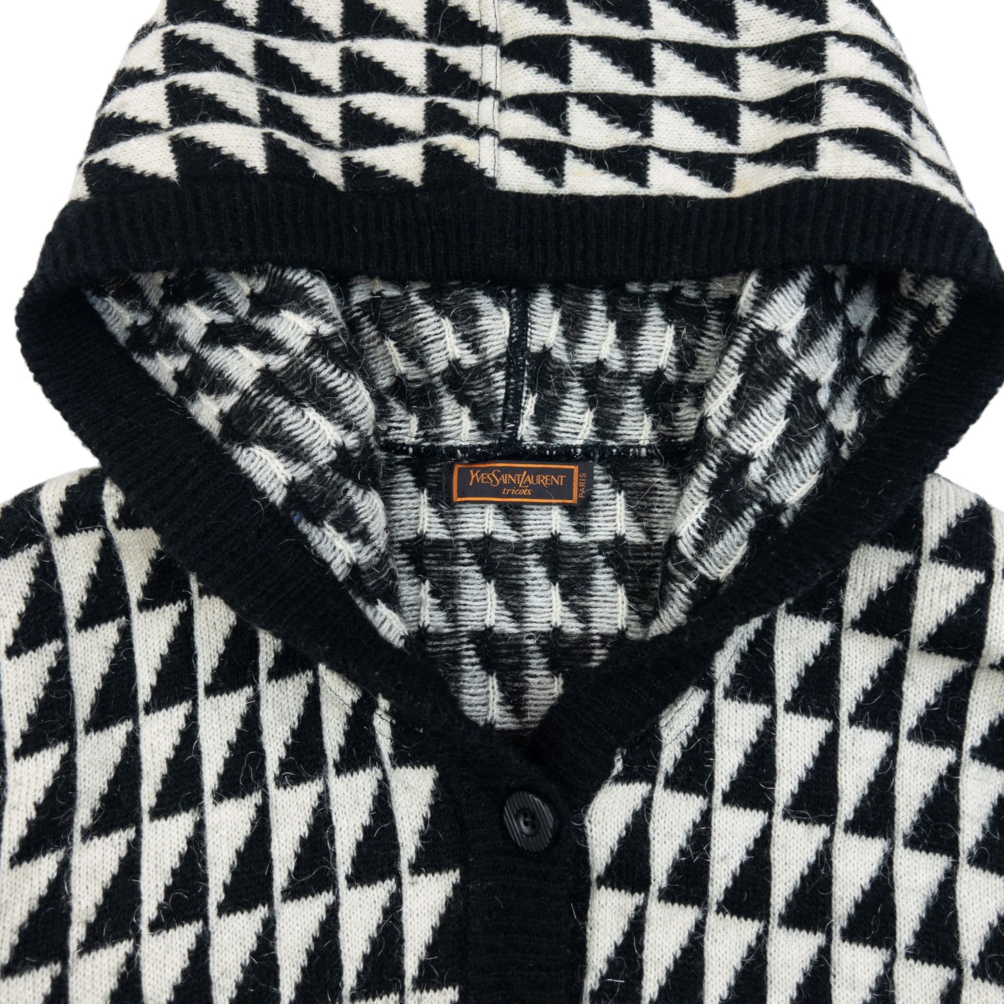 Vintage 80s YSL Yves Saint Laurent Geometric Wool Knit Jacket Size S