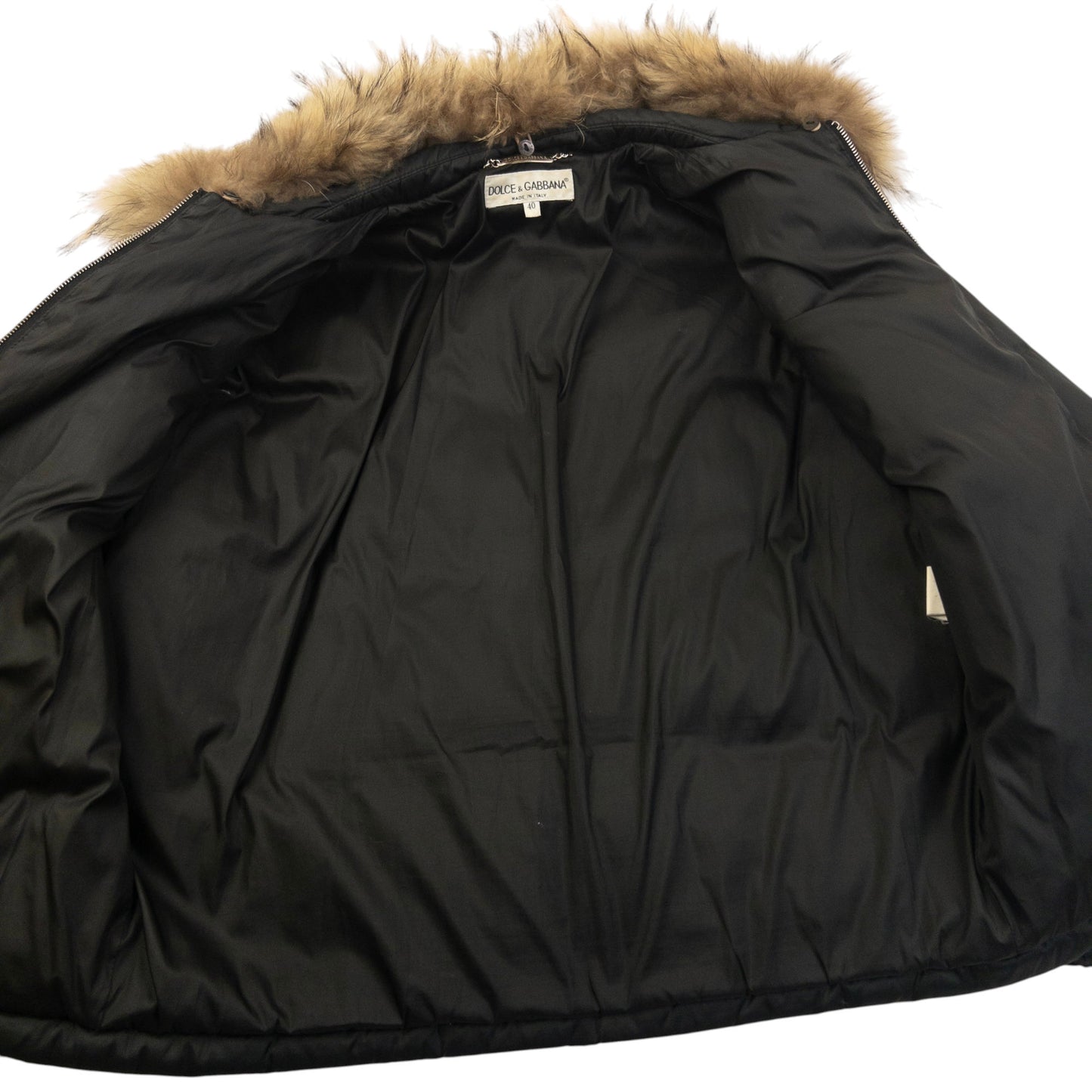 Vintage 2000s Dolce & Gabbana Fur Collar Puffer Jacket Womens Size M