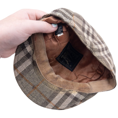 Vintage Burberry Nova Check Wool Flat-Cap Hat Size S