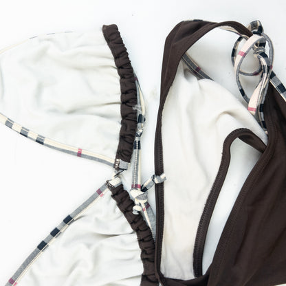 Vintage 2000s Burberry Nova Check Trim Bikini Set Womens Size XXL