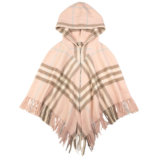 Vintage Burberry Nova Check Tassel Trim Poncho Size L