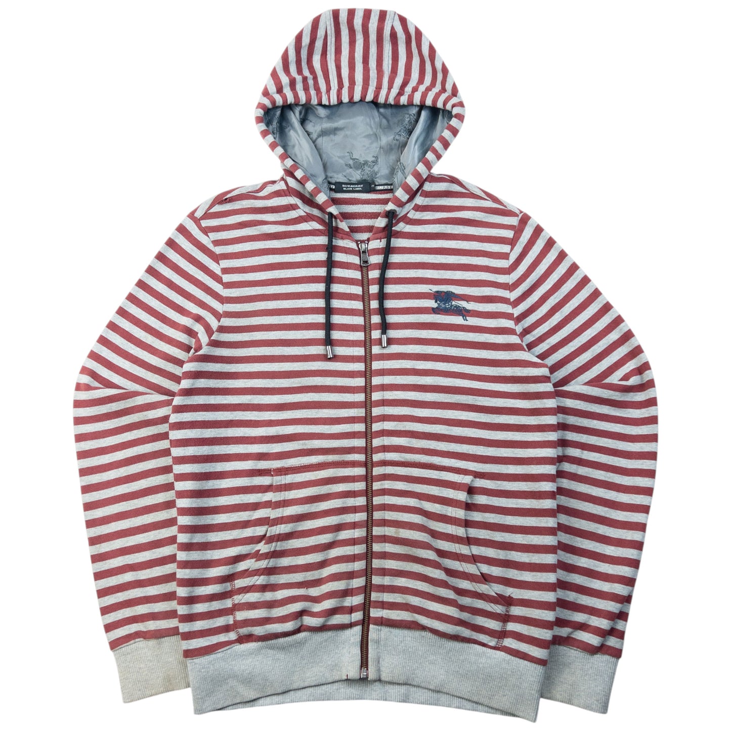 Vintage 2000s Burberry Black Label Striped Zip Up Hoodie Size M