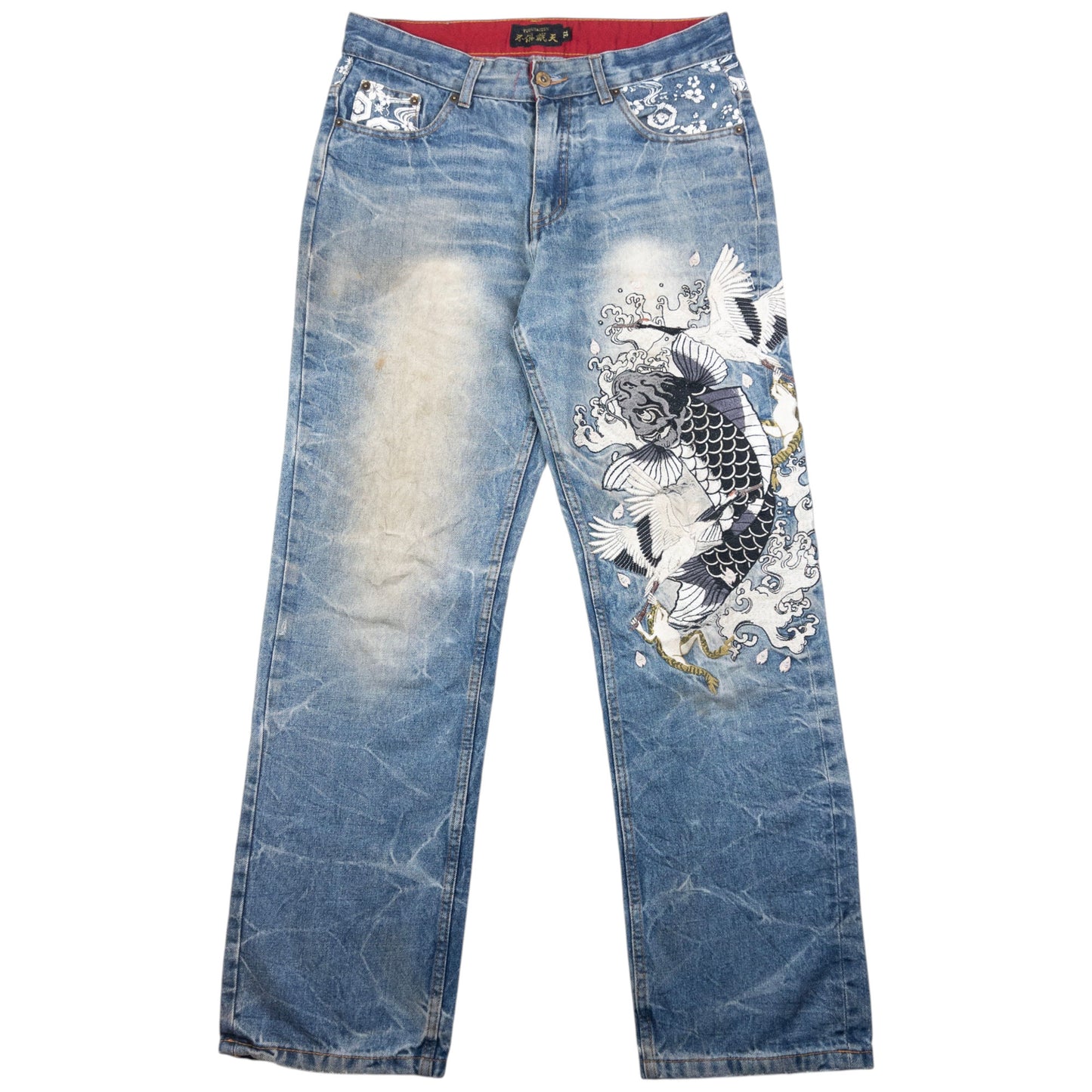 Vintage Fugutaiten Wagara Embroidered Japanese Denim Jeans W31
