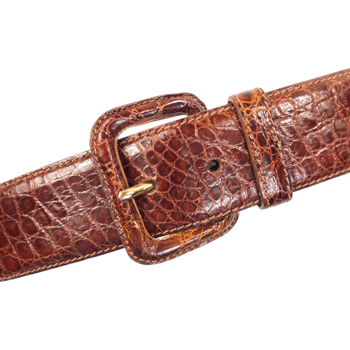 Vintage 2000s Prada Crocodile Leather Belt Size W26