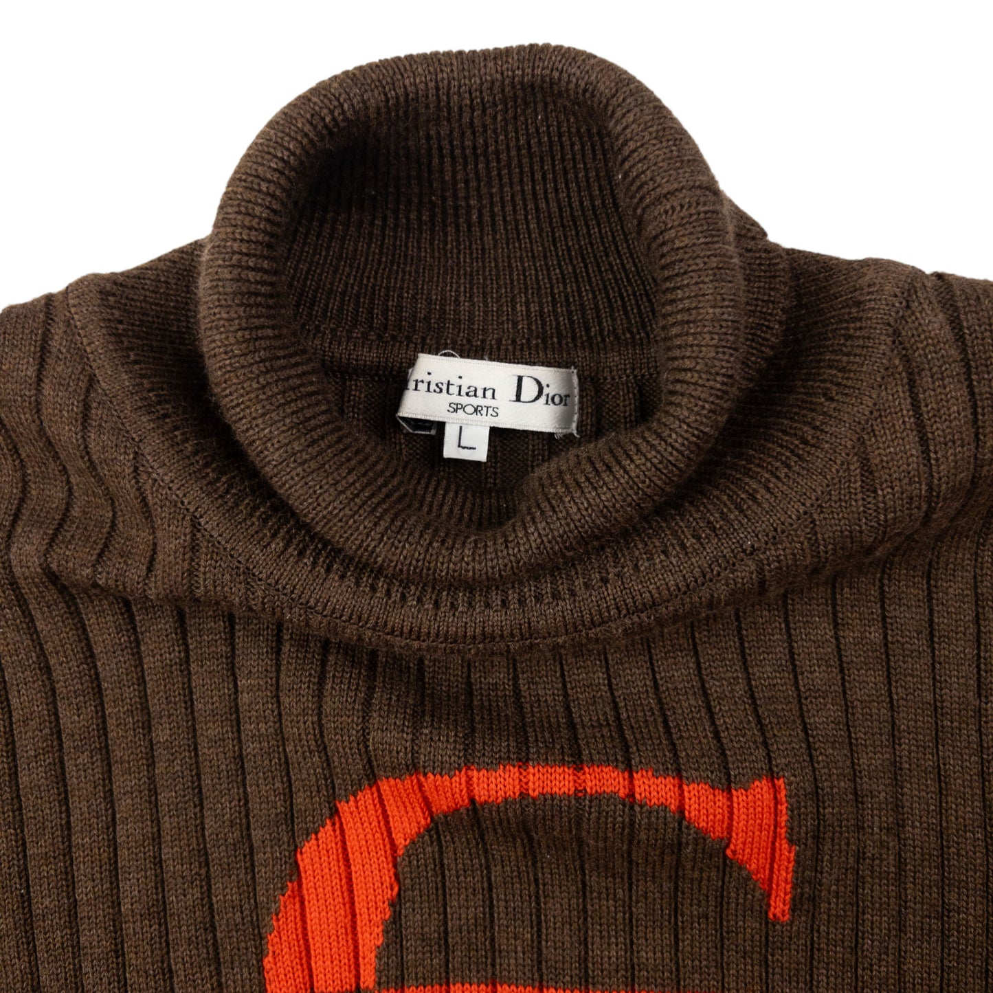Vintage Dior Sports Ribbed Knit Turtleneck Jumper Womens Size S