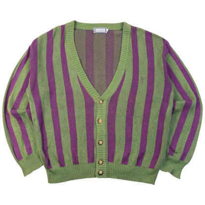 Vintage 80s YSL Yves Saint Laurent Striped Knit Cardigan Size XL