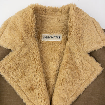 Vintage 90s Issey Miyake Fur Lined Button Up Jacket Size M