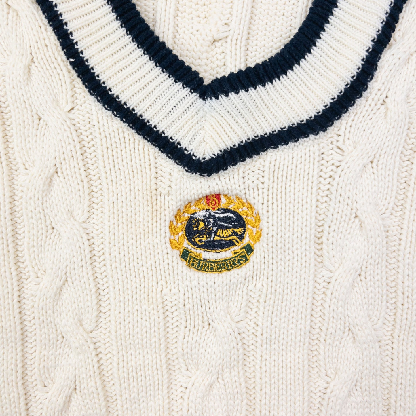 Vintage 90s Burberry Cable Knit Sweater Vest Size S